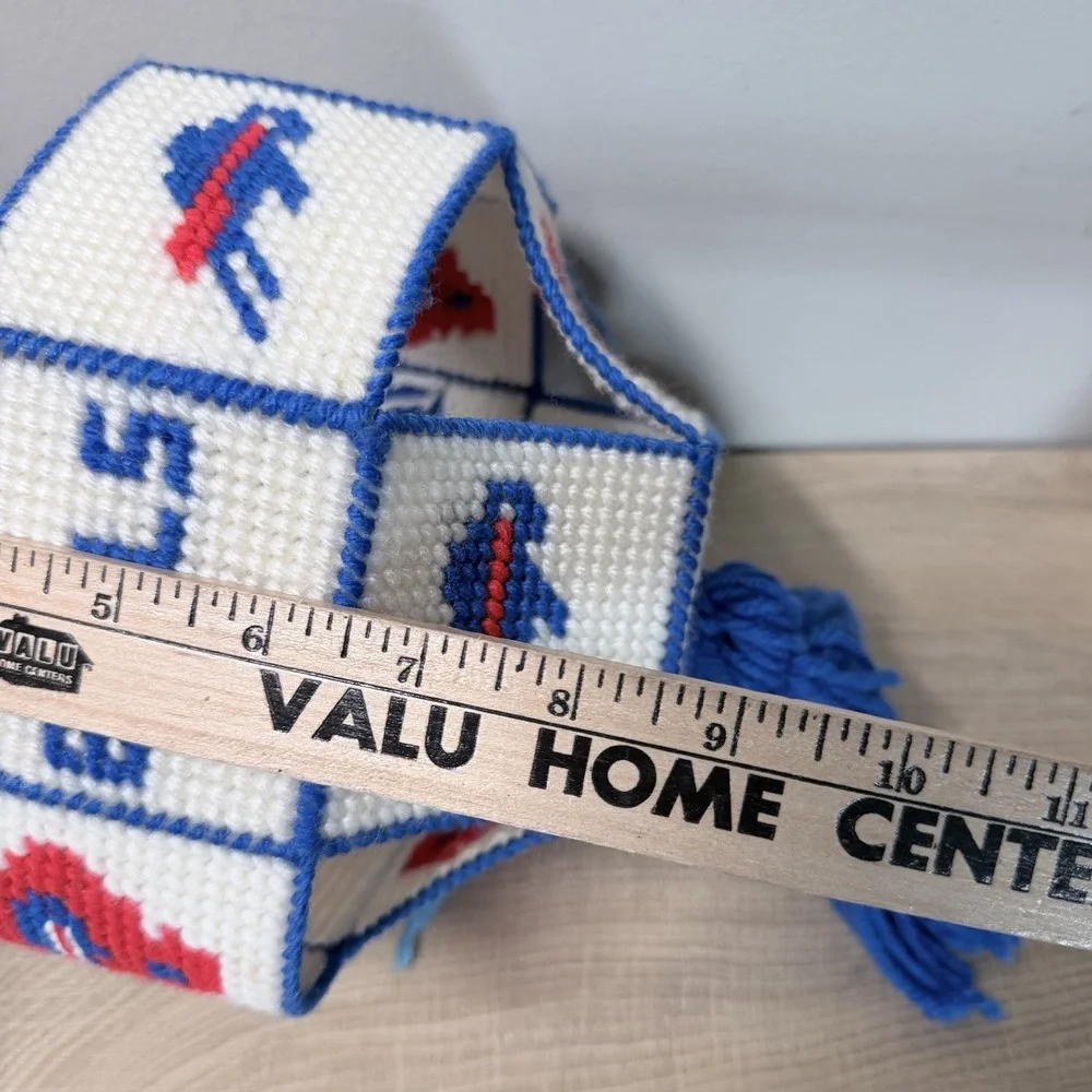 Buffalo Bills Needlepoint Plastic Canvas Hanging  Decor Tassel Handmade 1990s